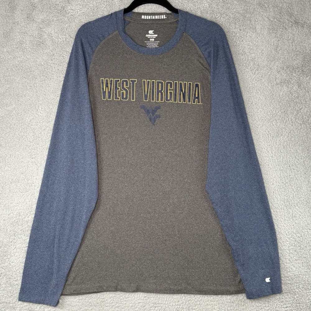 West Virginia Mountaineers Colosseum Shirt Men's XL Gray Long Sleeve Lightweight
